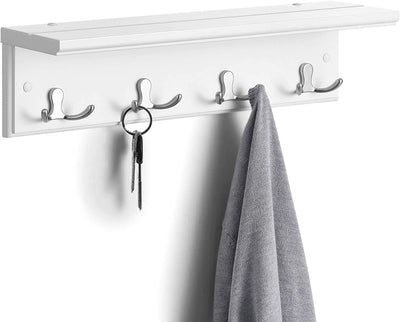 Storage White Coat Shelf With Hooks