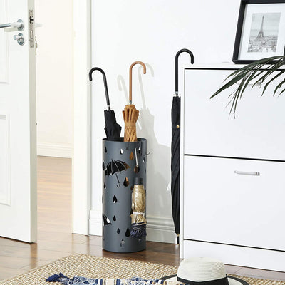 Umbrella Holder with Water Tray and Hooks