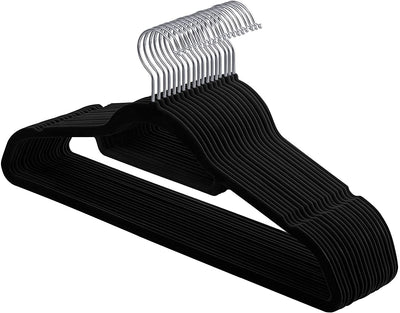 Velvet Coat Hangers Black (Set of 20)