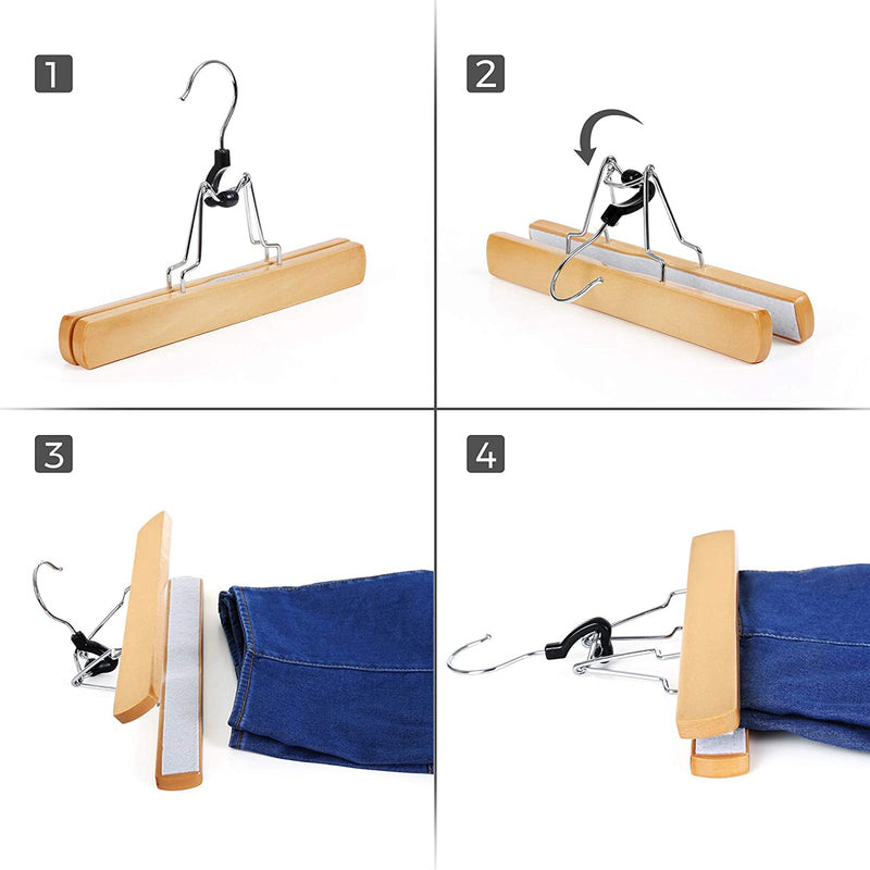 Wooden Non-Slip Pant Hangers (Set of 12)