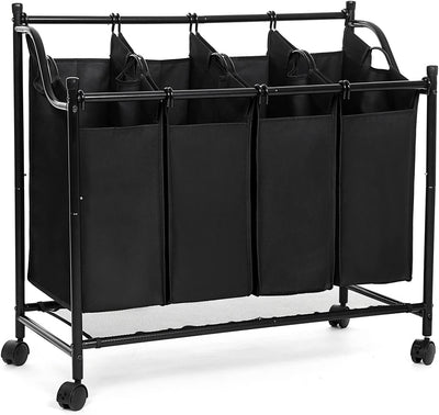 Heavy-Duty 4 Bag Laundry Hamper Rolling Laundry Sorter