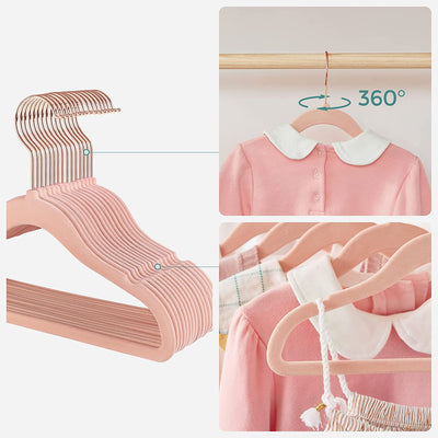 Kids Baby Velvet Coat Hangers Rose Pink (Set of 50)