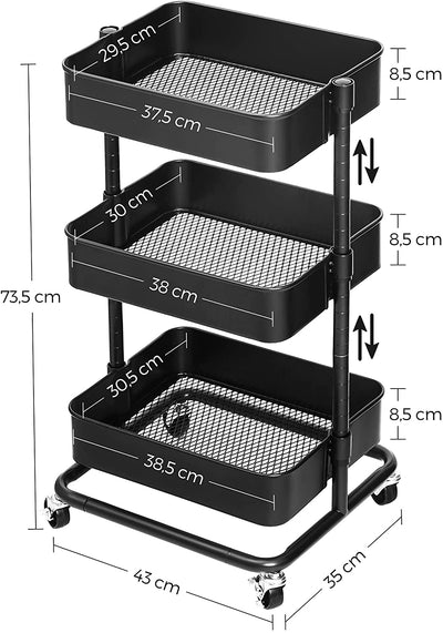 3-Tier Storage Office Kitchen Trolley