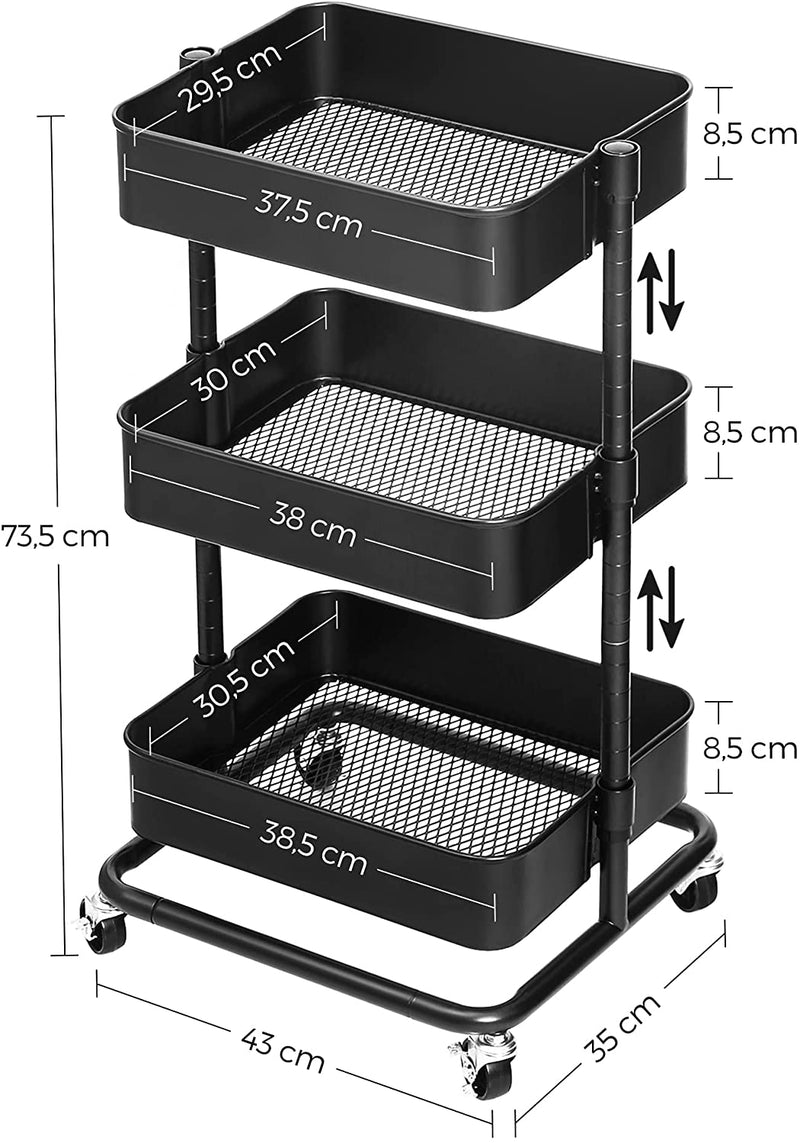 3-Tier Storage Office Kitchen Trolley