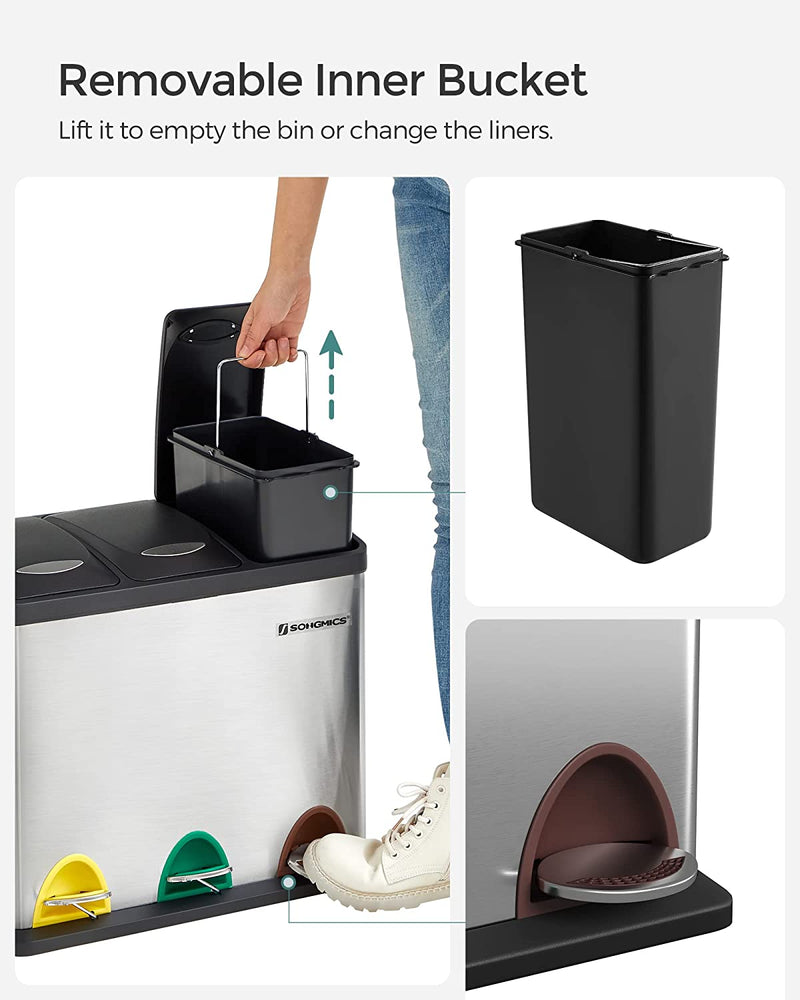 Recycling Metal Pedal Rubbish Bin 24-Litre