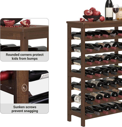 7-Tier 42 Bottles Bamboo Wine Rack - Walnut