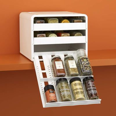 YouCopia Adjustable Spice Bottle Organiser Storage - White
