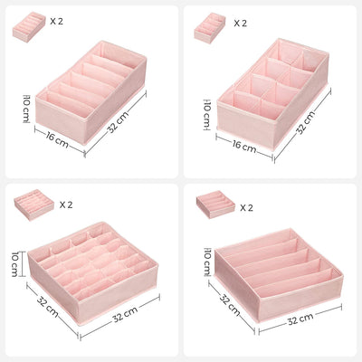 Underwear Drawer Organisers Pink (Set of 8)