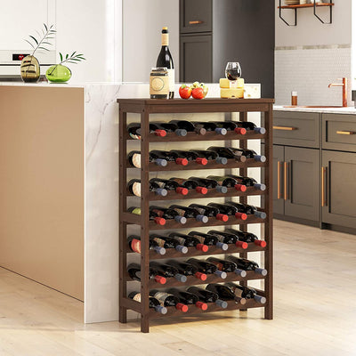 7-Tier 42 Bottles Bamboo Wine Rack - Walnut