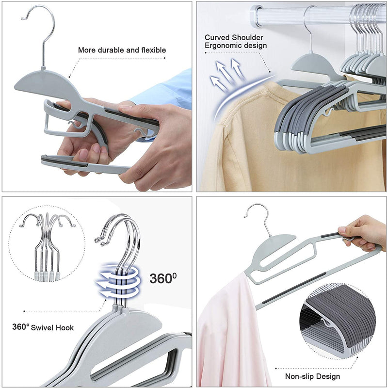 Plastic Coat Hangers Grey (Set of 20)