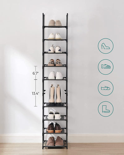 10-Tier Shoe Shelf Storage Organiser Black