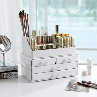 Cosmetics Makeup Organiser 4 Drawers 16 Compartments - White