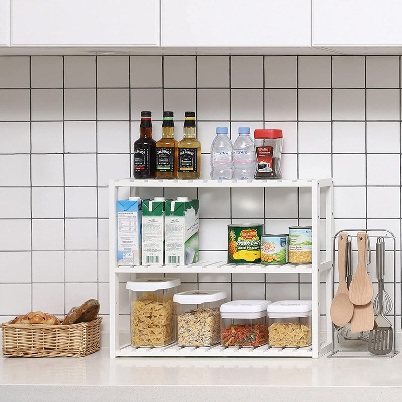 3 Tier Storage Bamboo Shelf - White