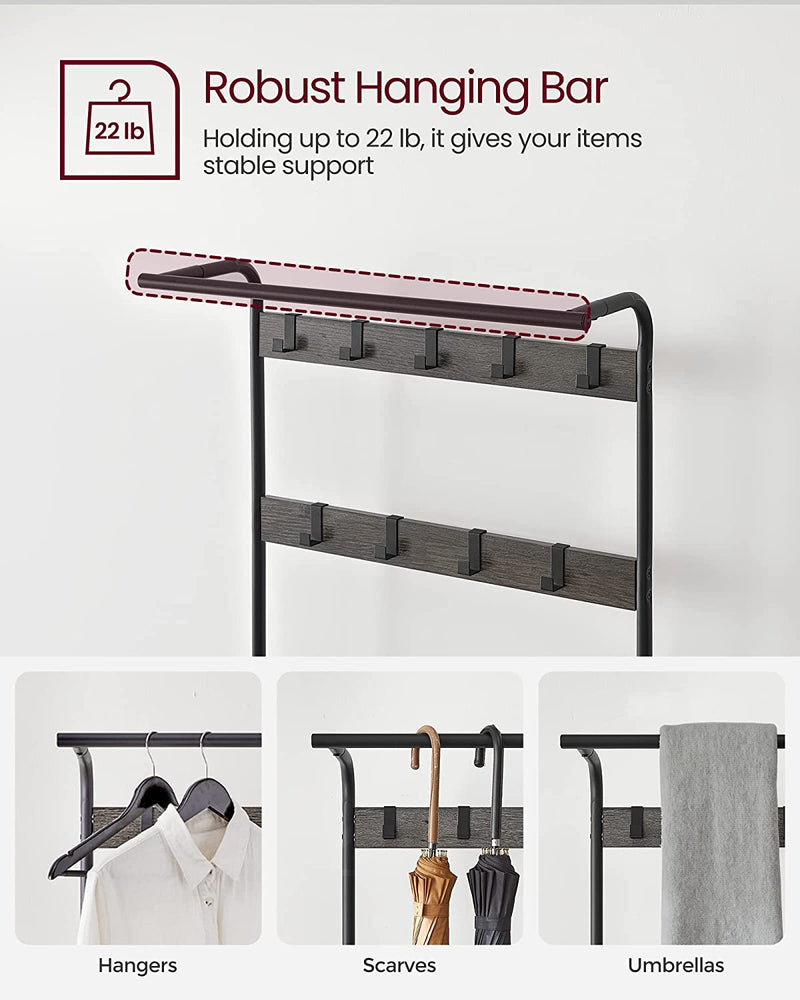 Vasagle Cambrie Hallway Storage Coat Rack - Grey & Black