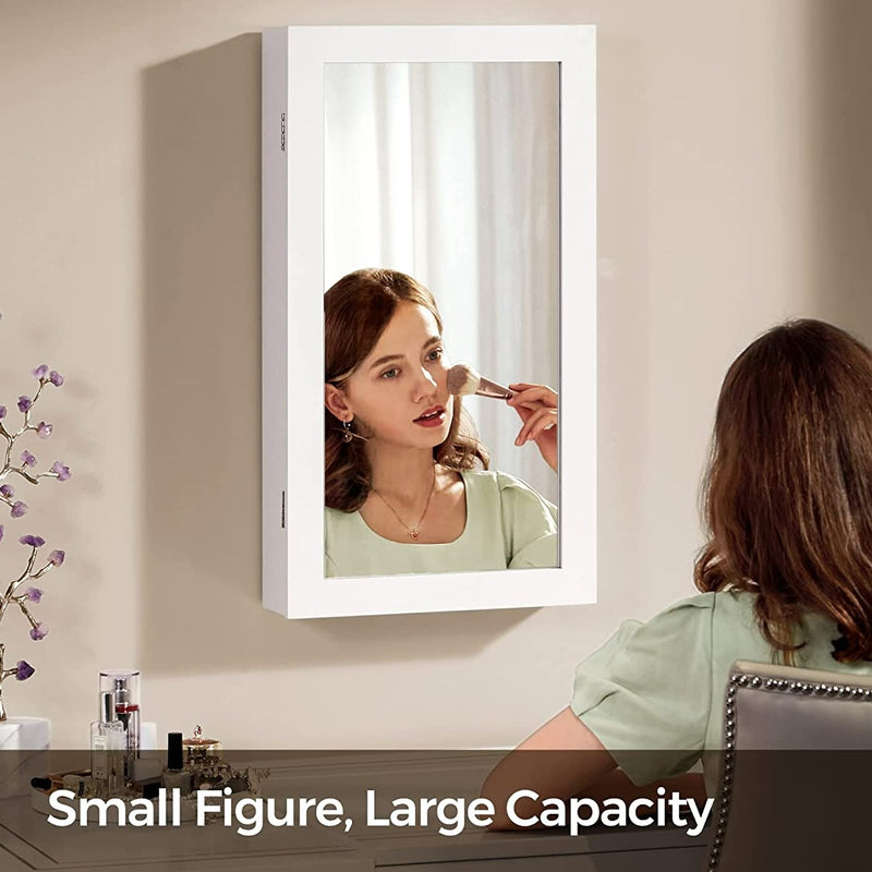 Wall-Mounted Jewellery Cabinet Armoire with Mirror - White