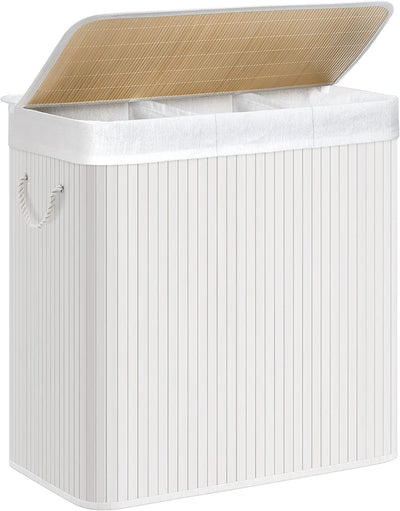 Laundry 150L Bamboo Basket with Handles Off-White