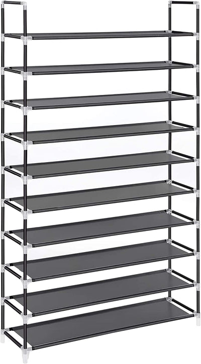 10-Tier Shoe Rack Storage Organiser Holds up to 50 Pairs - Black