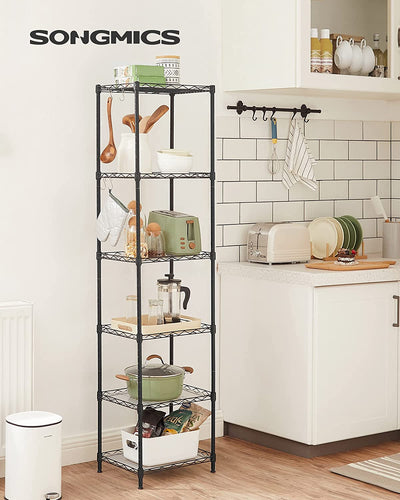 6 Tier Metal Storage Rack Shelf - Black