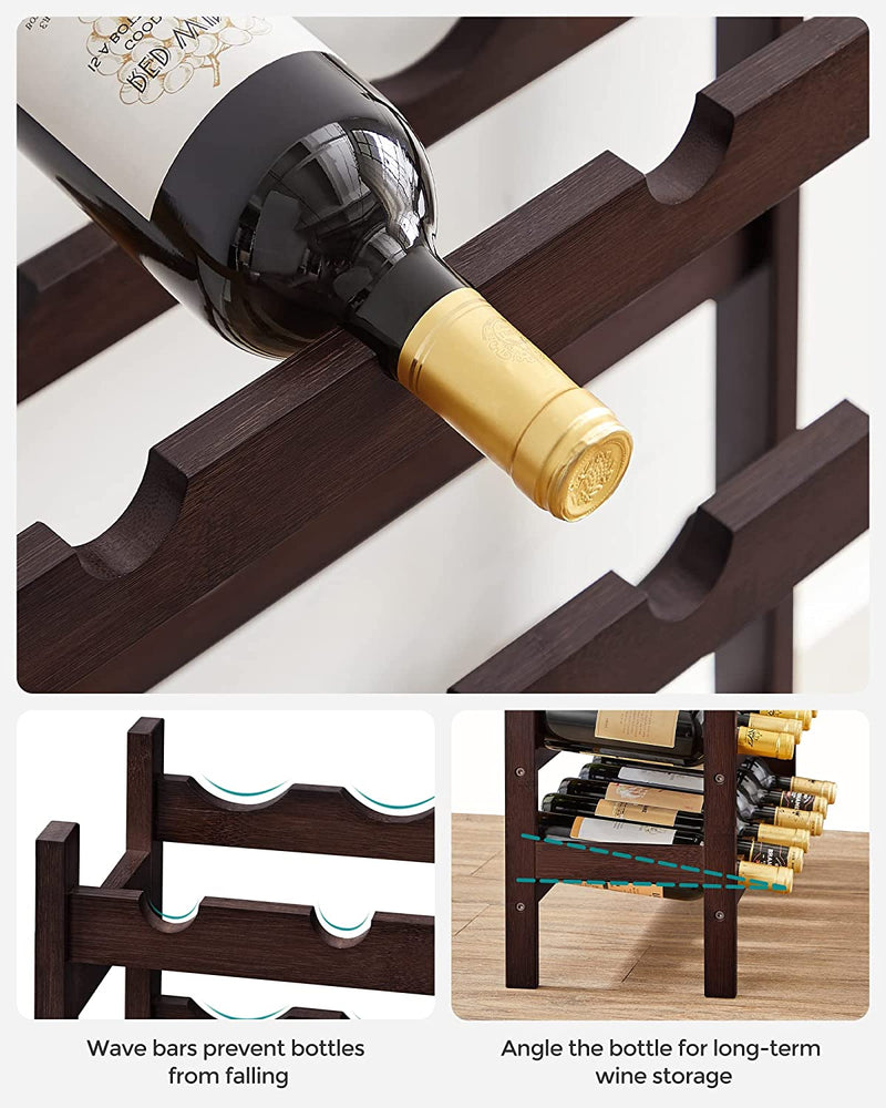 5 Tier Bamboo Wine Rack 30 Bottles