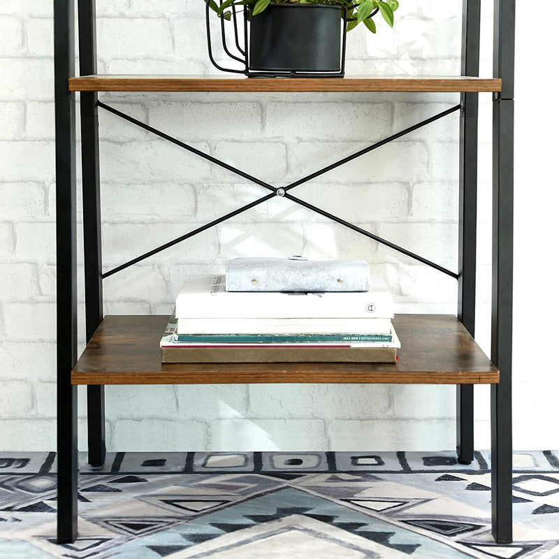 Vasagle Mariah 4 Tier Ladder Bookshelf  - Rustic Brown