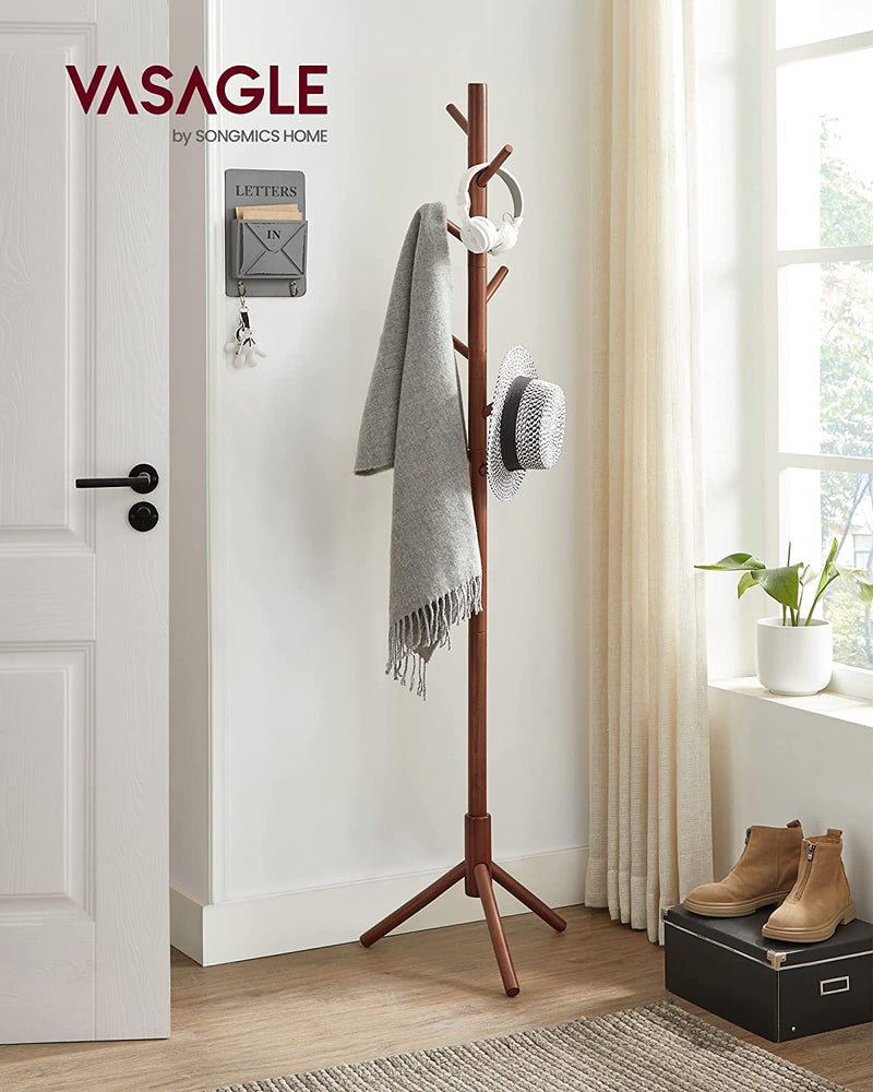 Vasagle Free Standing Solid Wood Coat Rack - Dark Walnut