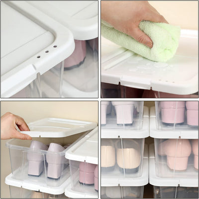 Shoe Storage Boxes Transparent Design With Plastic Lid Set of 12