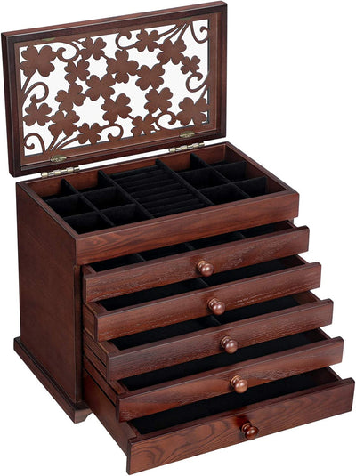 6-Tier Jewellery Organiser Wooden Box