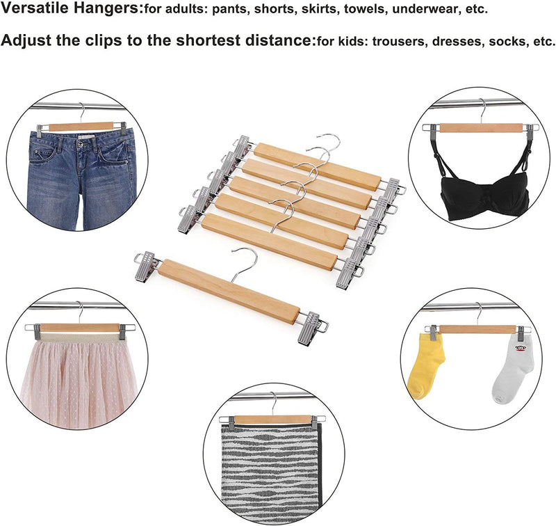 Solid Wood Pant Skirt Hangers (Set of 12)