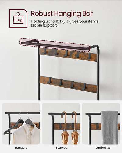 Vasagle Cambrie Hallway Storage Coat Rack - Brown & Black