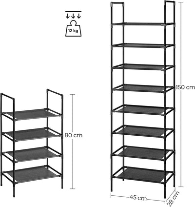 Shoe Storage 4-Tier Organisers with Metal Frame (Set of 2)
