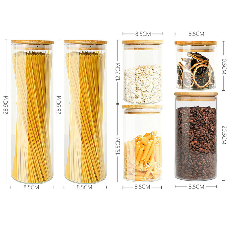 Glass Food Storage Container with Bamboo Lid (Set of 6)