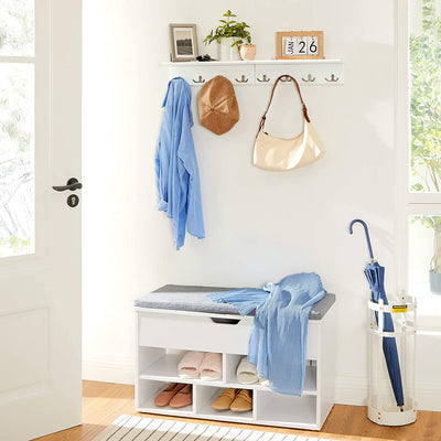 Storage White Coat Shelf With Hooks