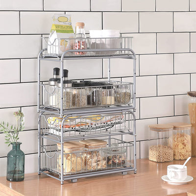 Pull-Out 2-Tier Sliding Cabinet Organiser