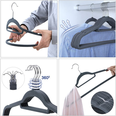 Velvet Clothes Hangers Grey (Set of 100)