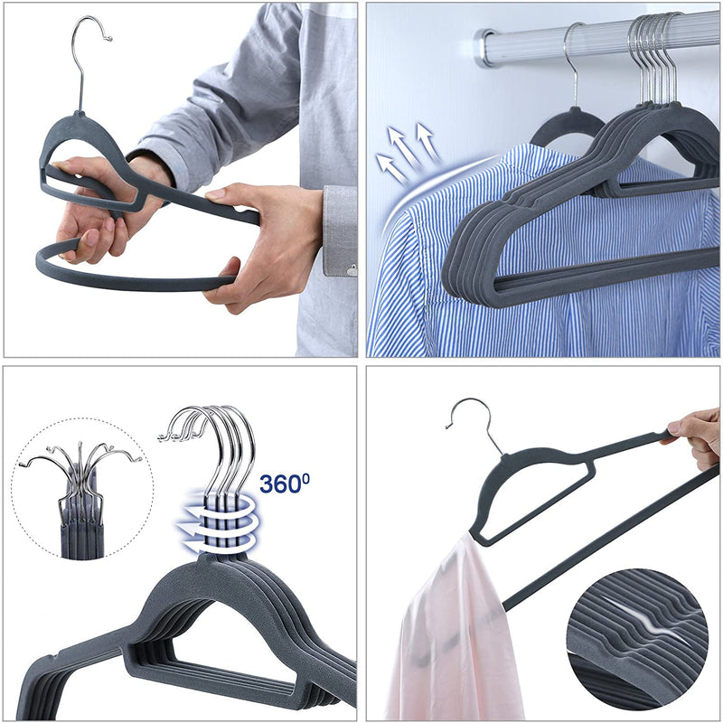 Velvet Clothes Hangers Grey (Set of 100)