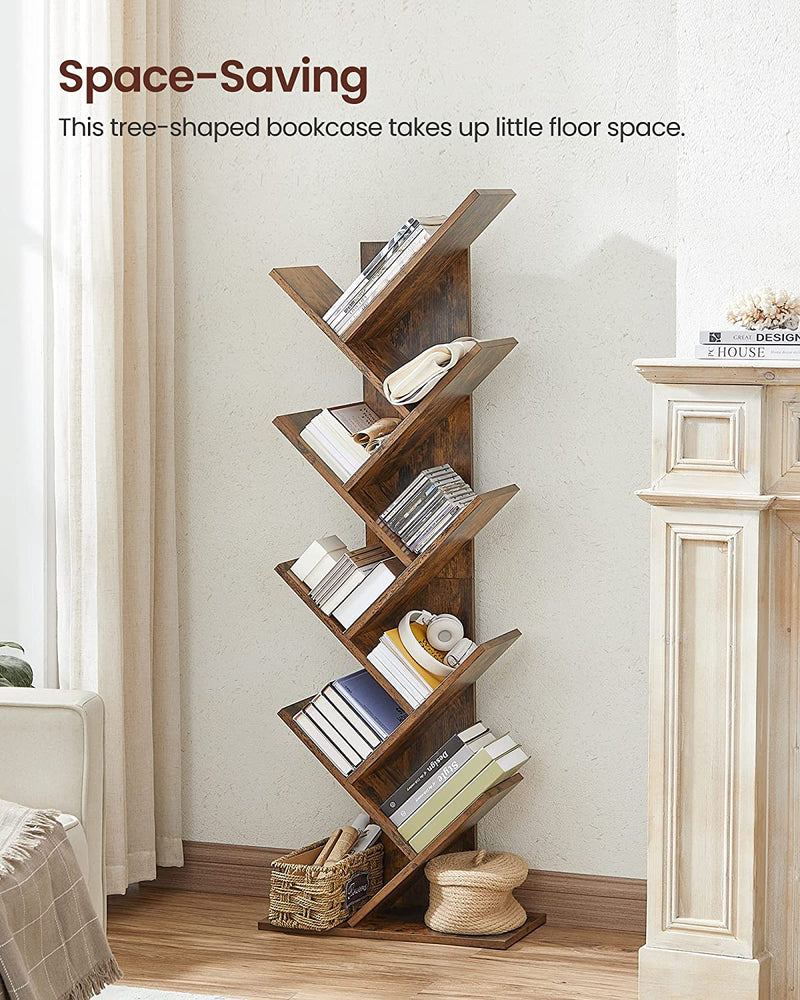 Vasagle 8 Tier Floor Standing Tree Bookshelf - Brown