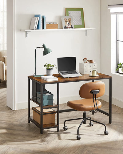 Vasagle Office Desk With Shelves 60 x 120 x 75 cm - Brown