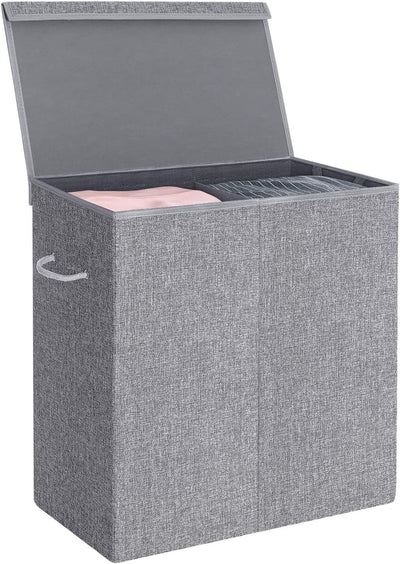 Laundry Basket 142L with Magnetic Lid -  Light Grey