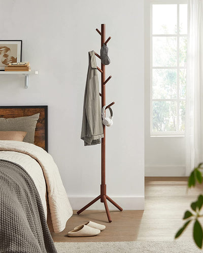 Vasagle Free Standing Solid Wood Coat Rack - Dark Walnut