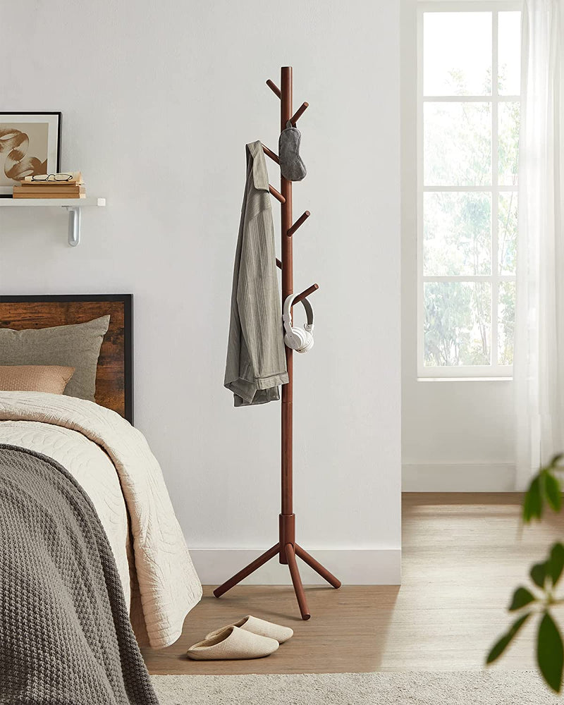 Vasagle Free Standing Solid Wood Coat Rack - Dark Walnut