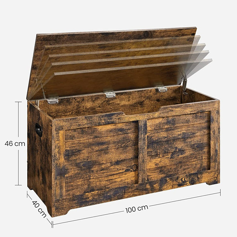 Vasagle Storage Box With Safety Hinges - Rustic Brown