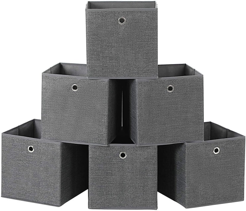 Fabric Foldable Storage Boxes Grey (Set of 6)