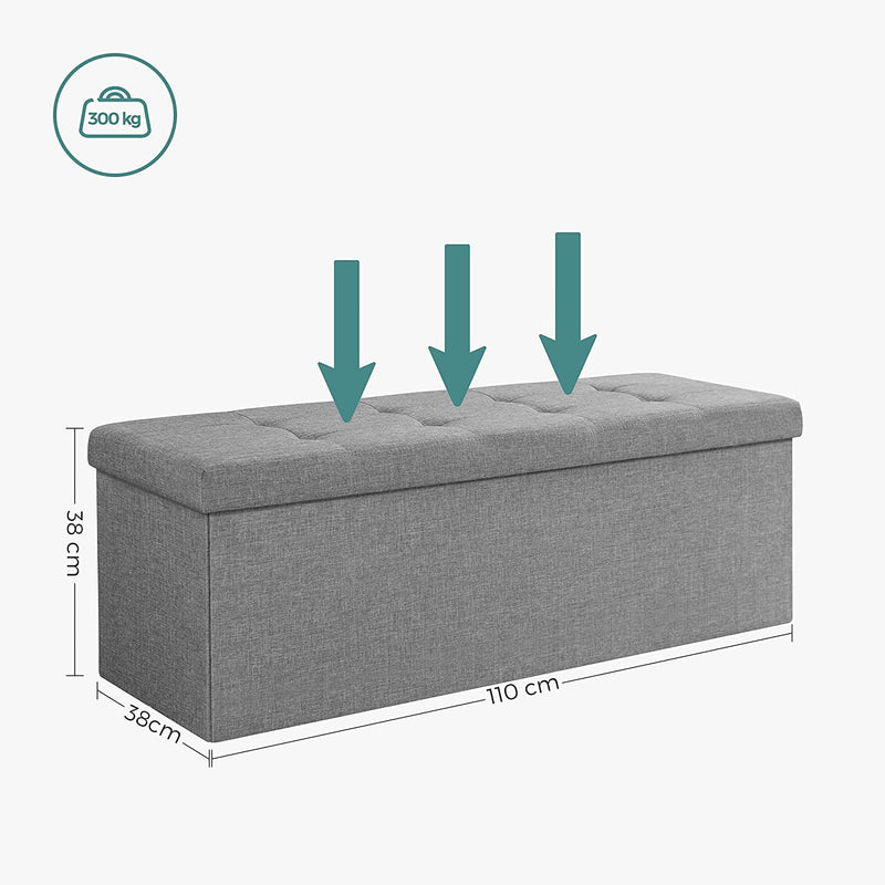 Storage Ottoman Bench Fabric Large - Light Grey