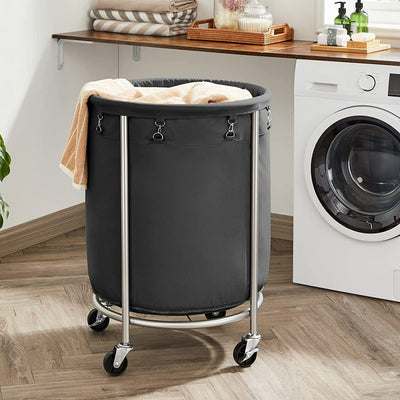 Rolling Laundry Basket with Wheels - Black