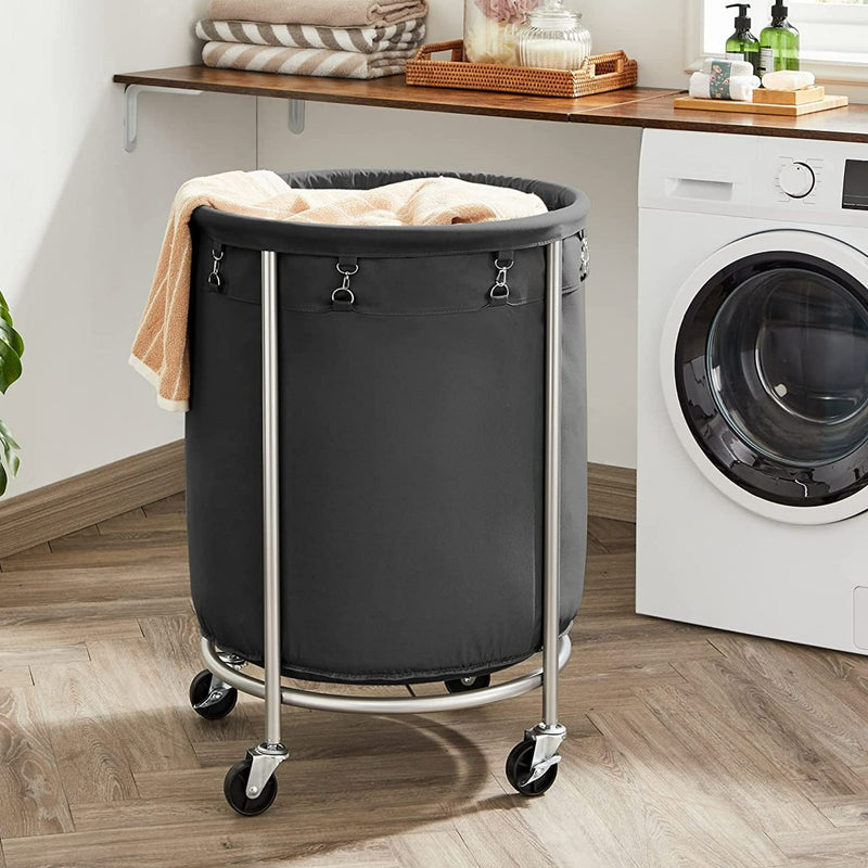 Rolling Laundry Basket with Wheels - Black