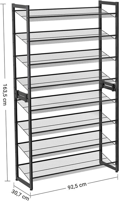 8 Tier Metal Stackable Shoe Rack - Black