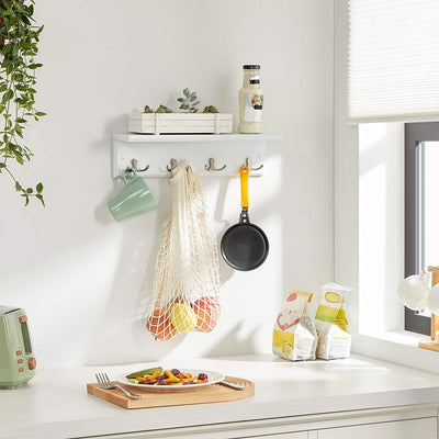 Storage White Coat Shelf With Hooks