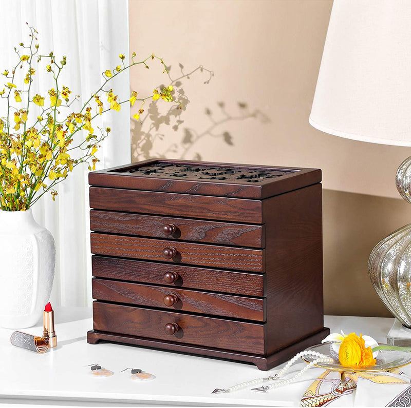 6-Tier Jewellery Organiser Wooden Box