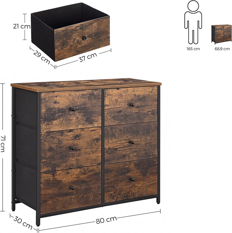 Vasagle Anderson 6 Drawer Storage Dresser - Brown
