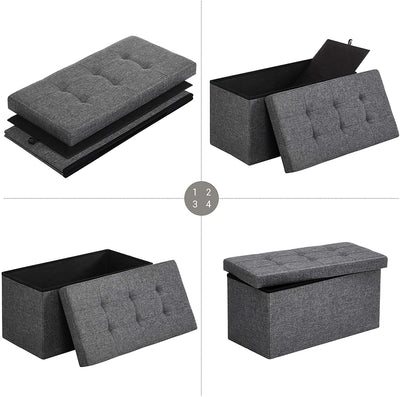 Storage Ottoman Bench Fabric Medium - Grey